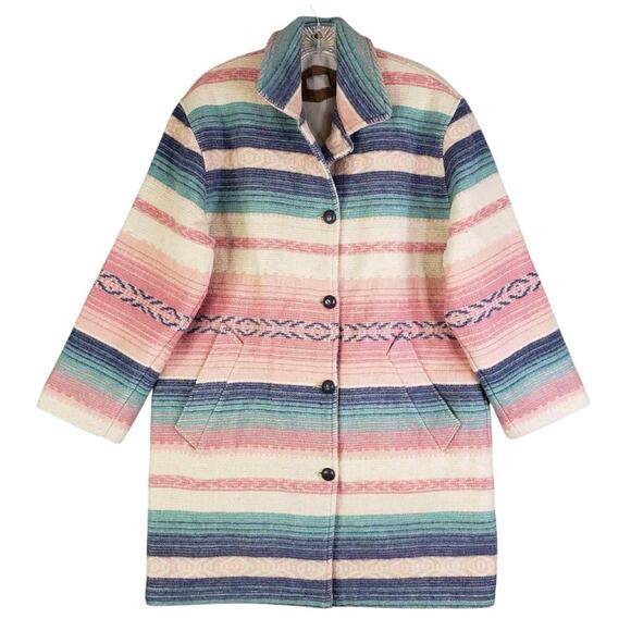 Vintage Woolrich Blanket Coat Southwest Aztec Wool Jacket Women’s Size Medium M - Picture 3 of 11